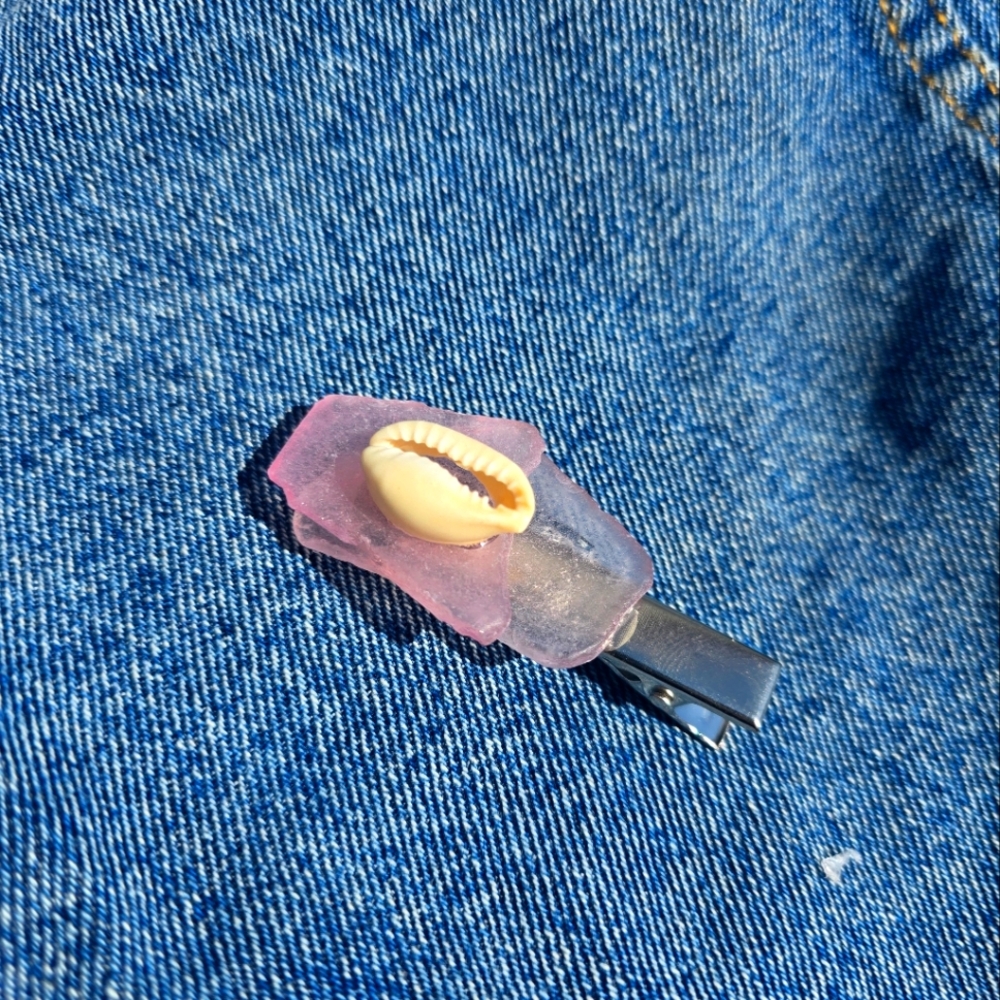 Sea Glass And Sea Shell Clip